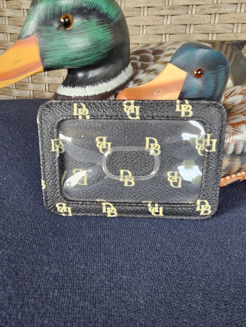 Dooney & Bourke (DB) Monogram ID Card Holder - Black with Gold Logo